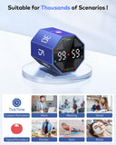 Ticktime Pomodoro Timer Cube with Custom Pomodoro, Flip Pause & Resume, Magnetic Rechargeable Desk Timer with Silent, Vibration & Adjustable Sound Alerts – Blue