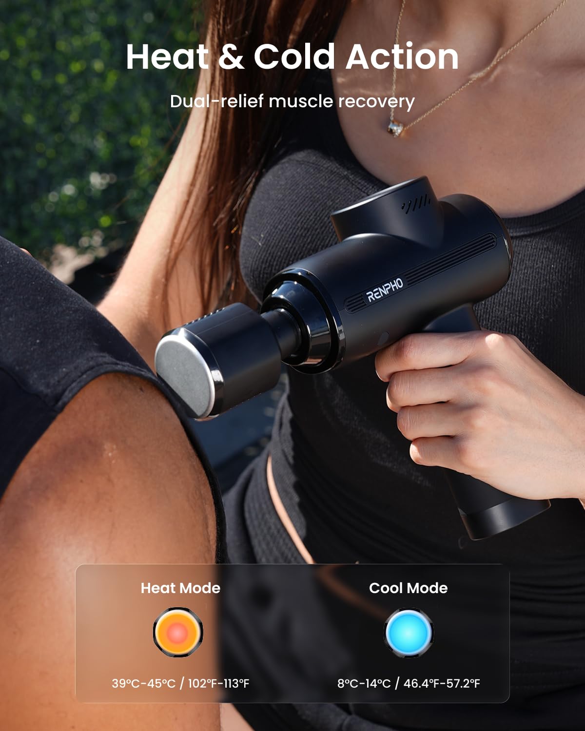 Thermacool Massage Gun – Heated & Cold Therapy Deep Tissue Percussion Massager with LED Display