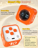 Kids Pomodoro Flip Cube Timer with Visual LED Time Ring, Silent Focus Mode & USB-C Rechargeable – Orange