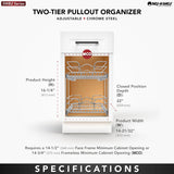 2-Tier Pull-Out Cabinet Organizer – Chrome Wire Slide-Out Baskets with Full-Extension Rails