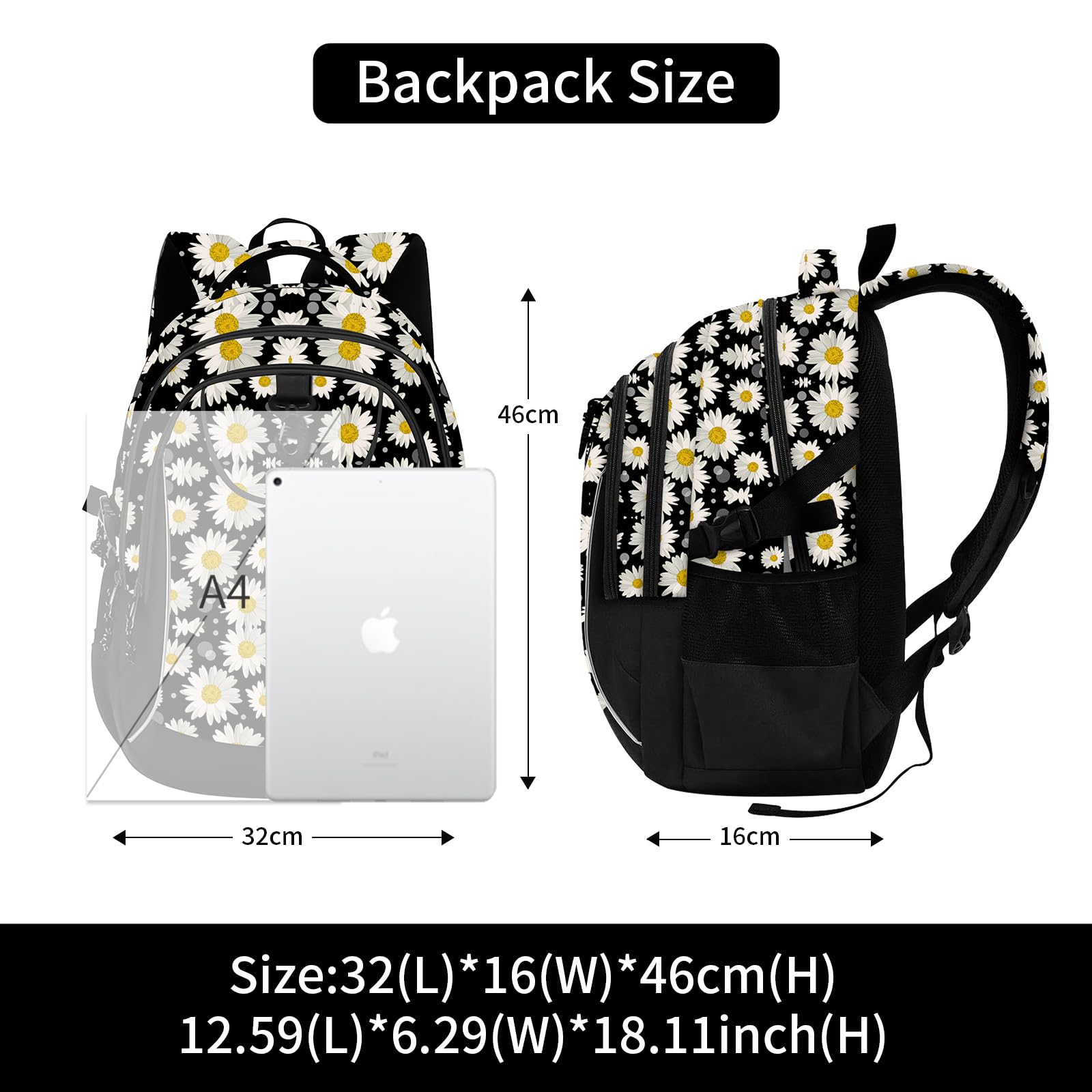 RICKYH Style Lightweight School & Travel Backpack – Multi-Compartment Daypack with Laptop Sleeve (23juhua)