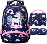 Purple Unicorn School Backpack Set with Lunch Bag