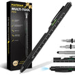 9-in-1 Multi Tool Pen with LED Light, Stylus & Screwdrivers – Aluminum EDC Gadget Gift Set Black