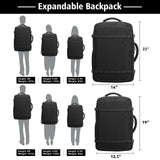 50–60L Expandable Carry On Travel Backpack with TSA Lay-Flat Opening and 18.4” Laptop Compartment – Black