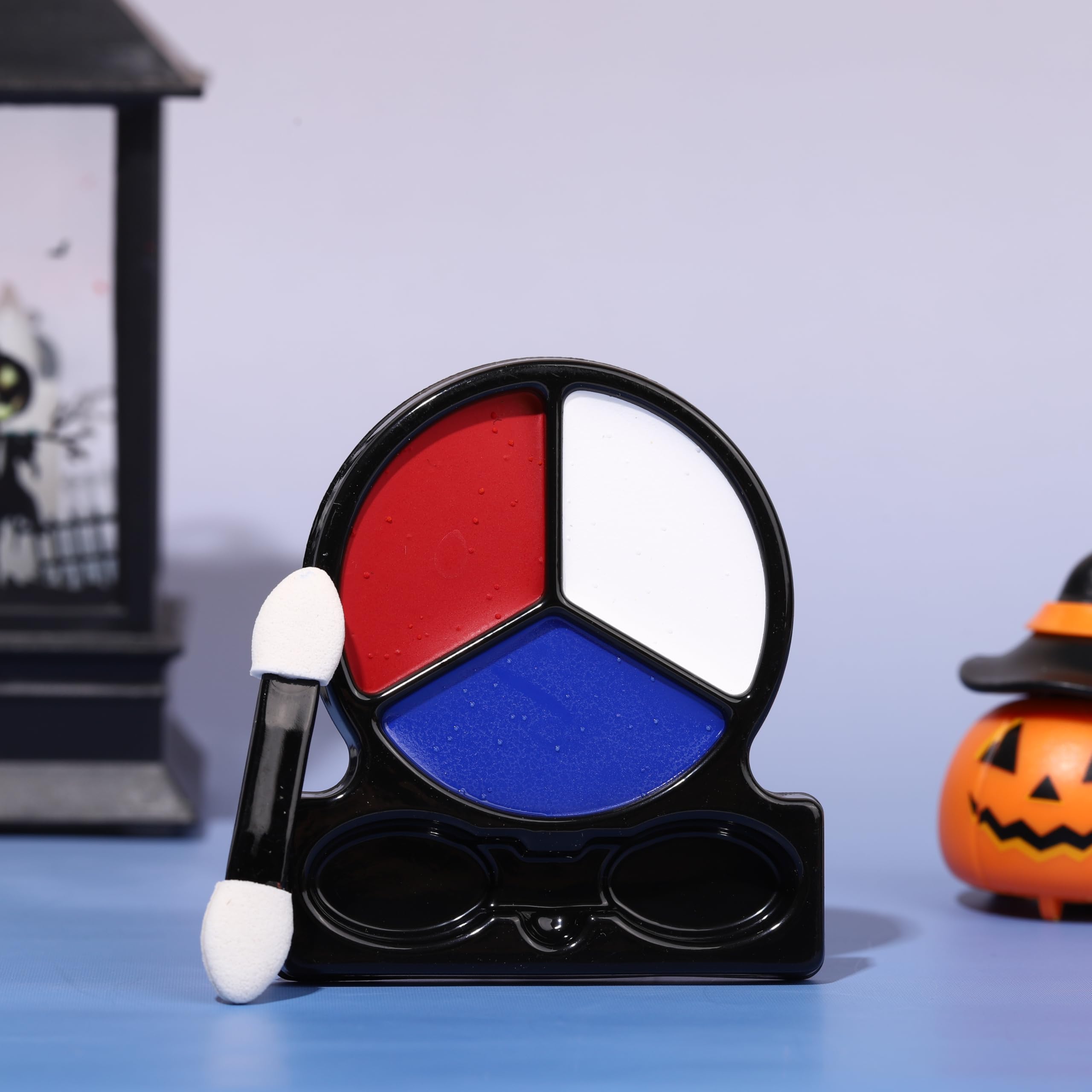 Red White Blue Face Body Paint with Applicator, Face Painting Kit for Halloween Crazy Clown Costume Makeup, US Flag Color 4th of July Independence Day America’s Patriotic Parades & Sports Eye Black