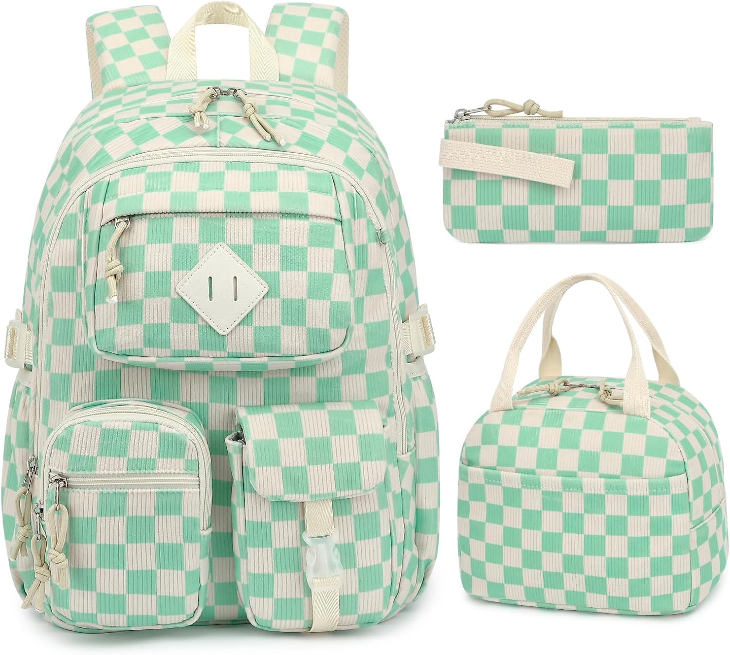 Pink Leopard Corduroy 3-Piece School Backpack Set