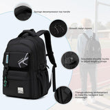 Black Water-Resistant School Backpack with Laptop Sleeve