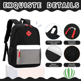 Black Grey Kids Backpack Set with Insulated Lunch Bag