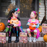 Lofaris 24 Pcs Halloween Bags 16x8x22cm, Boo Candy Store Treat Bags with Cute Ghosts & Pumpkins, Pink & Orange Party Favor Bags for Kids, Trick or Treat Goodie with Handles