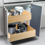 Mulush 2-Tier Pull-Out Wooden Cabinet Organizer with Soft-Close Slides – Heavy-Duty Storage Solution