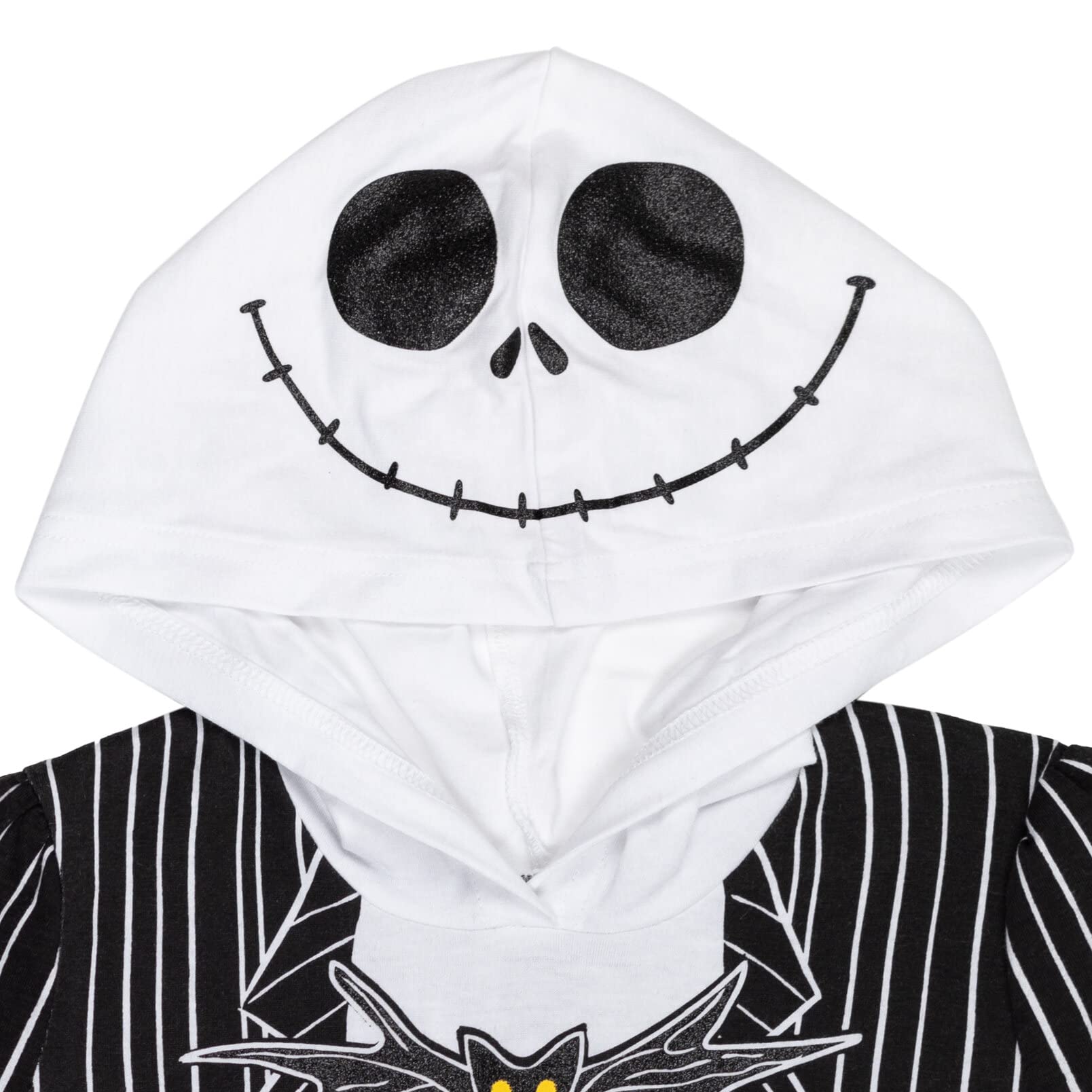 Girls Nightmare Before Christmas Dress – Official Disney Jack Skellington Short Sleeve Hooded Outfit 🎃🖤
