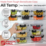 Glass Food Storage Containers with Lids – 24-Piece Airtight Borosilicate Meal Prep Set (Black Lids)