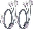 2-Pack 3-in-2 Multi Charging Cable for iPhone, Apple Watch & USB-C Devices – Travel Charging Cord (Gray)