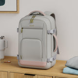 LOVEVOOK 40L Carry-On Travel Backpack for Women with Packing Cubes & Wet Pocket – TSA Approved – Pink Grey
