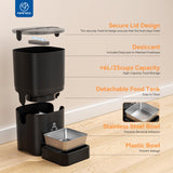 Smart WiFi Automatic Pet Feeder with App Control, 6L Food Storage, Portion Scheduling, and Stainless Steel Bowl for Cats and Dogs