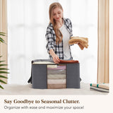 LIFEWIT Clothes Storage Bins with Lids 6-Pack – Foldable Fabric Storage Bags with Clear Window & Reinforced Handles (60L)