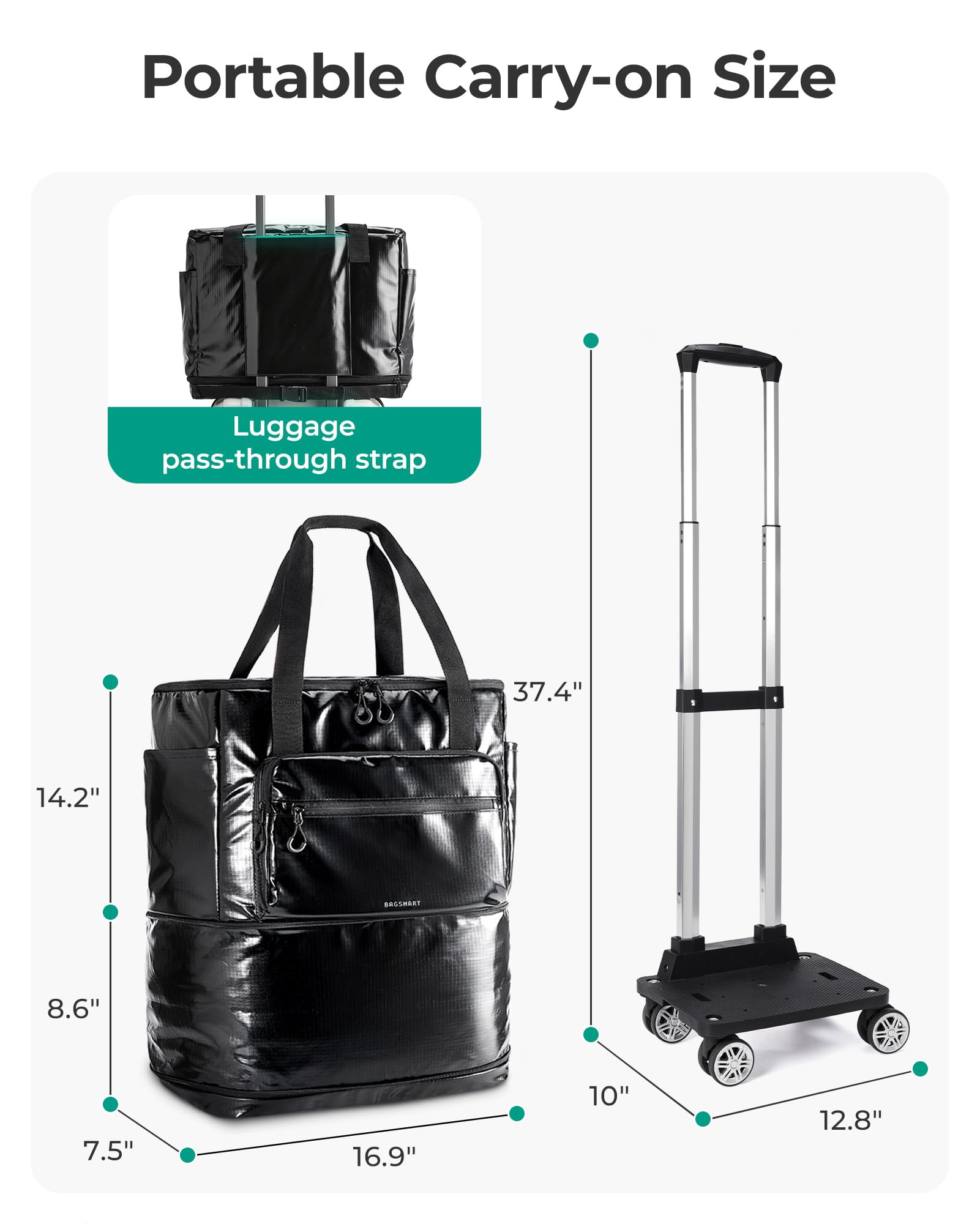 Bagsmart 3-in-1 Expandable Rolling Duffle Tote 30L–48L with Detachable Wheels – Camel