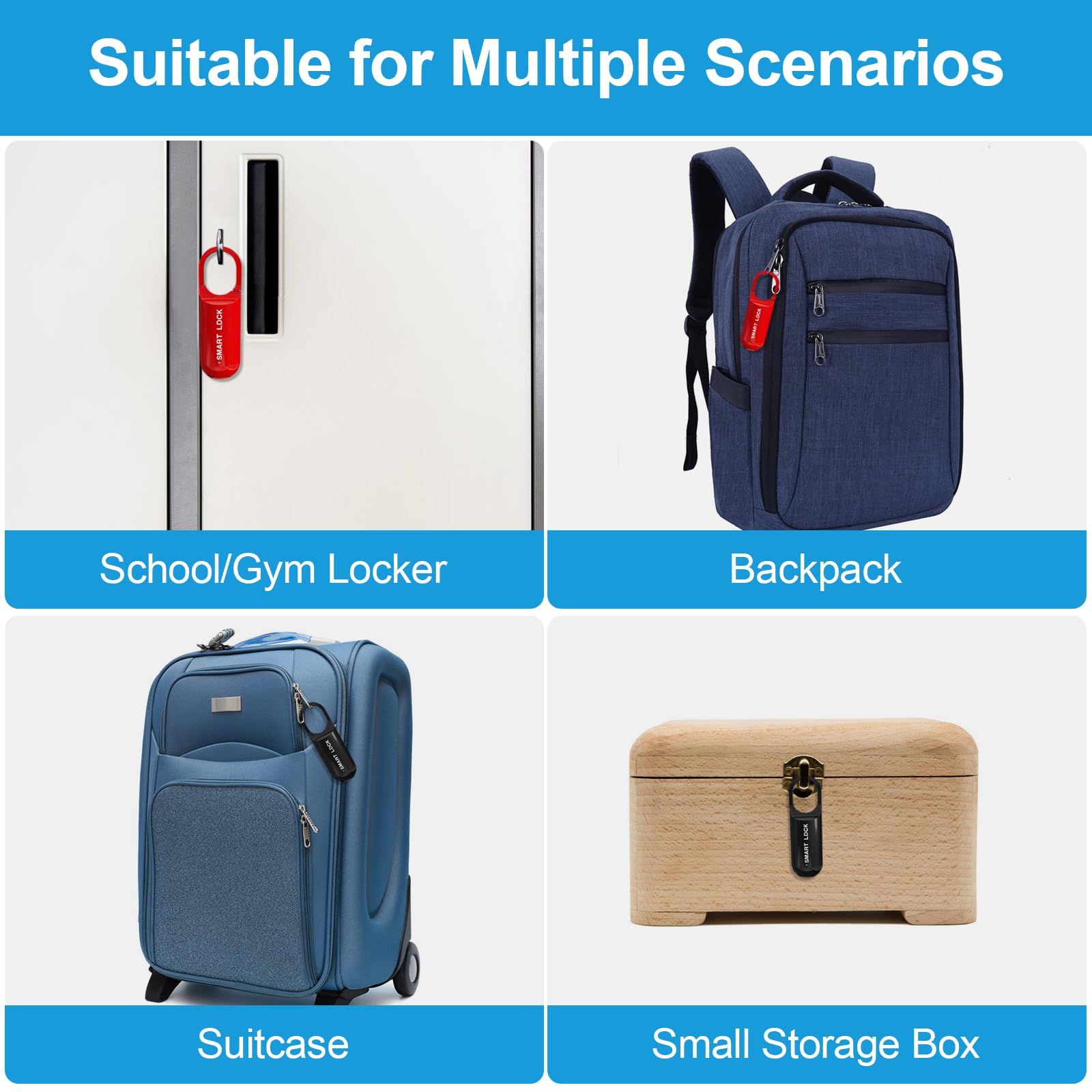 Portable Fingerprint Smart Padlock, USB Rechargeable Keyless Biometric Locker Lock for Gym, School & Travel Bags