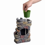 4-Bowl Rockery Tabletop Water Fountain with LED & Self-Watering Plant Pot (Indoor Zen Garden)