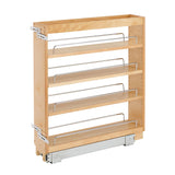 Slim 5-Inch Pull-Out Kitchen Cabinet Organizer – Maple Slide-Out Pantry Rack with Adjustable Shelves