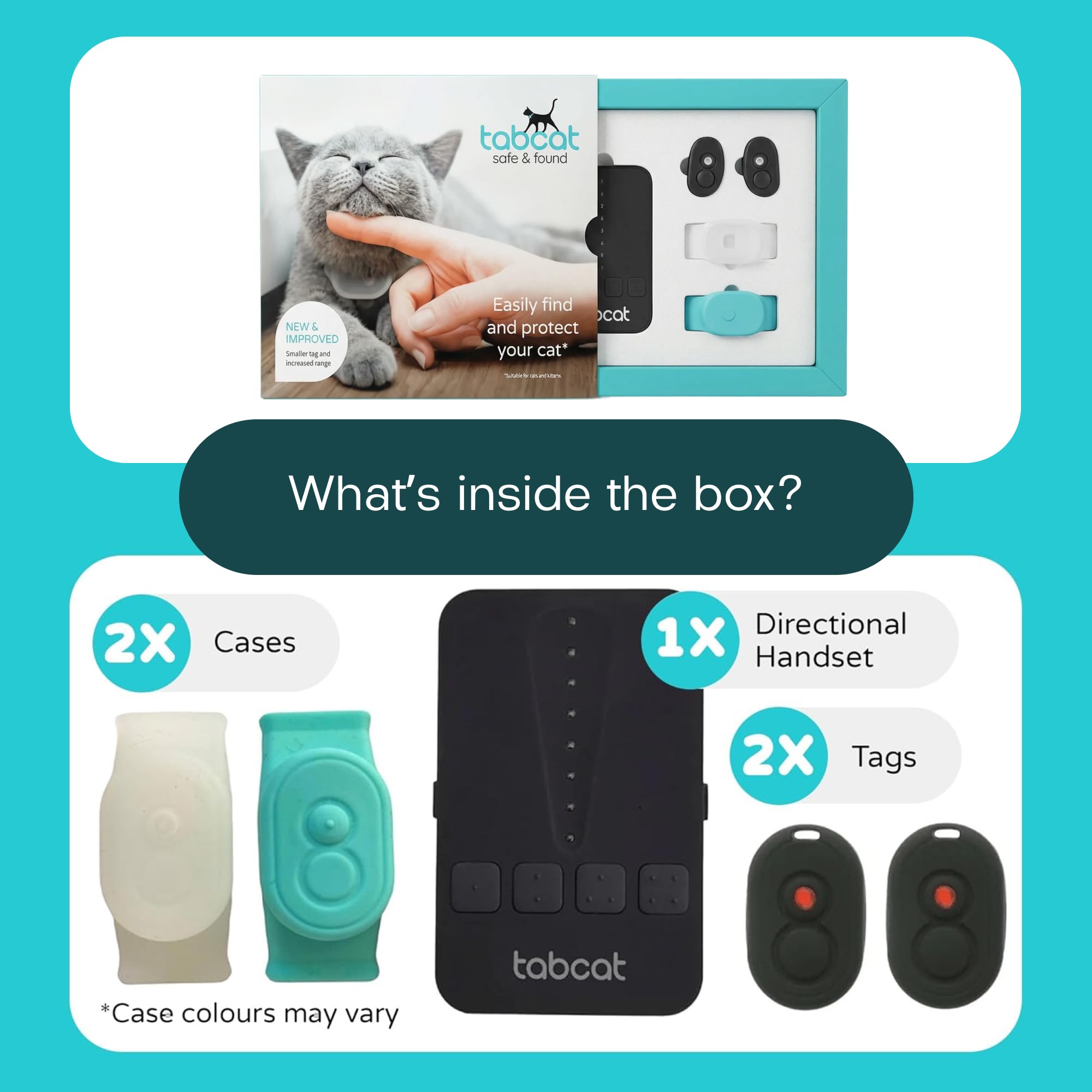 RF Cat Tracker Tag with Handheld Locator – No Subscription Lightweight Collar Tracking Device for Cats & Kittens