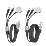 2-Pack 3-in-2 Multi Fast Charging Cables – Magnetic Apple Watch Charger with USB-A & USB-C Inputs (2ft & 6ft, Dark Grey)