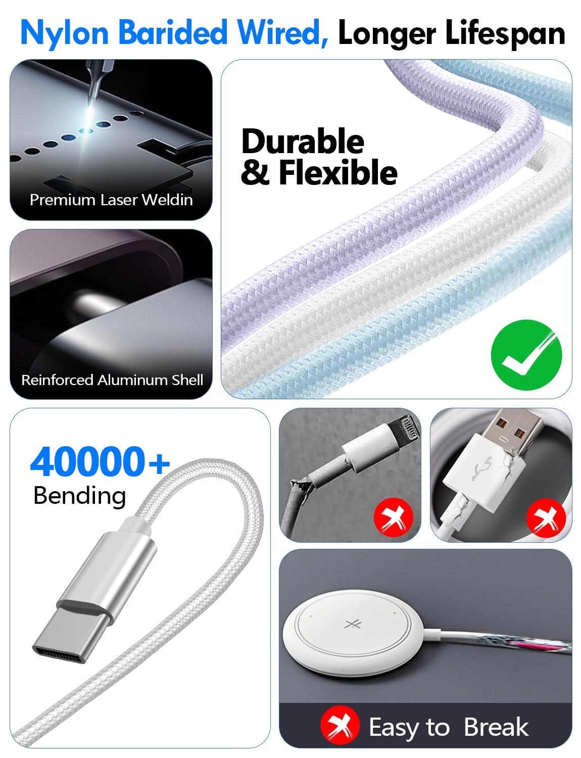 3-in-2 Magnetic Fast Charging Cable – Apple Watch & Phone Travel Charger, USB-C Combo, 4ft (All White)