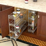 Ultra-Slim 4-Tier Pull-Out Cabinet Organizer – Vertical Spice & Storage Rack for Narrow Spaces (Silver)