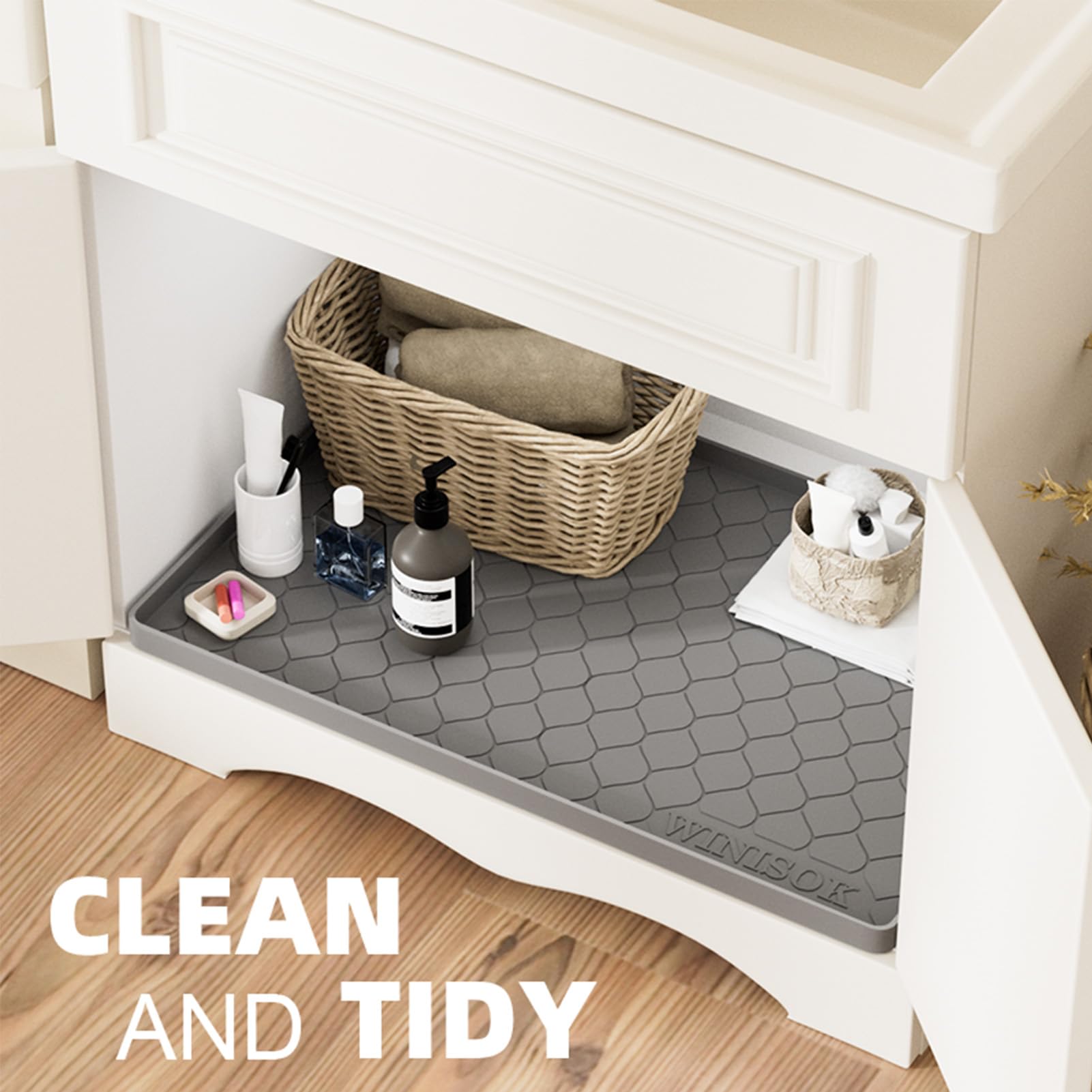 Under Sink Cabinet Protection Mat – Waterproof Leak & Spill Guard (Dark Gray)