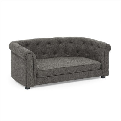 Contemporary Linen Pet Sofa – Rectangular Design with Arc-Shaped Backrest & Armrests