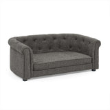 Contemporary Linen Pet Sofa – Rectangular Design with Arc-Shaped Backrest & Armrests