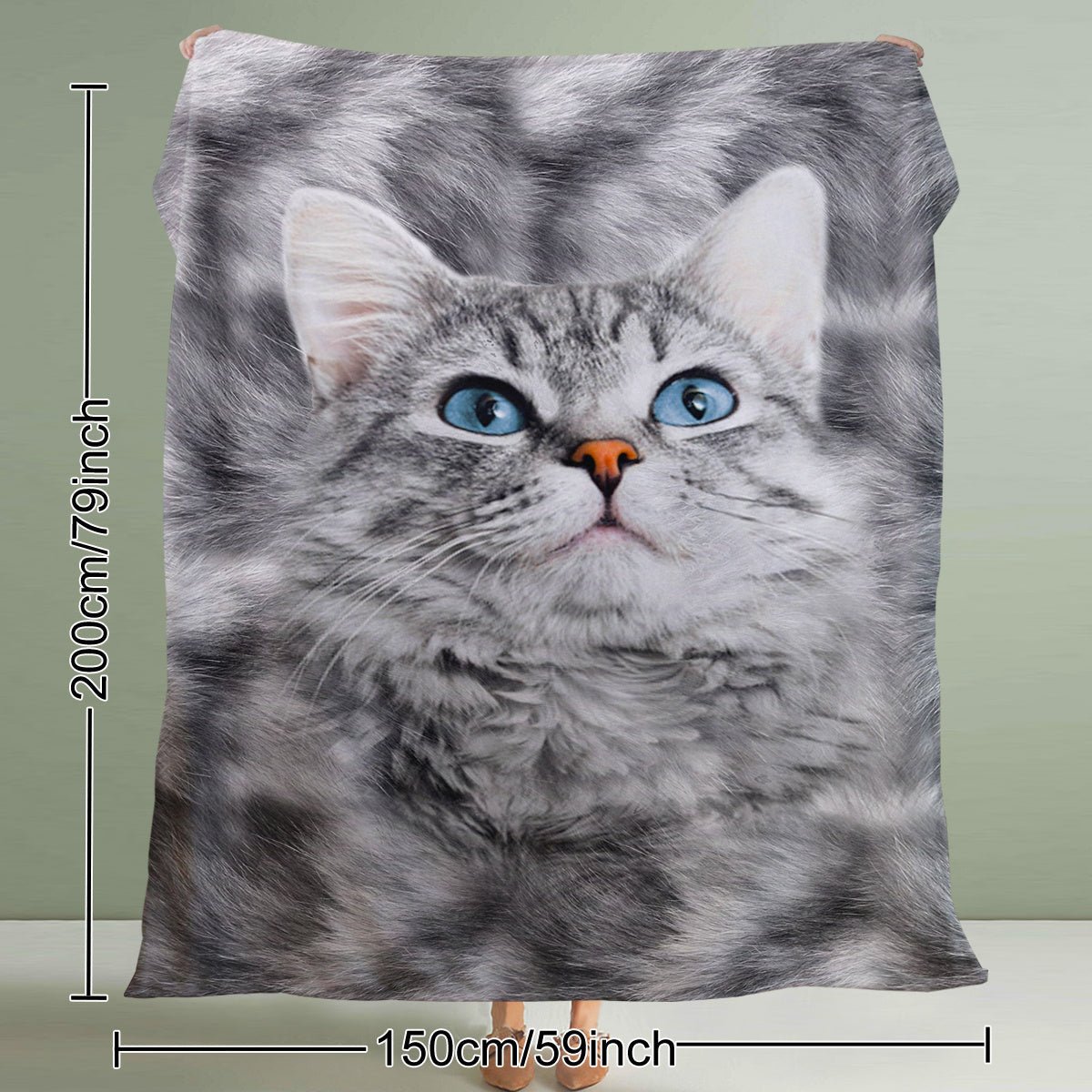 Cat Blanket for Cat Lovers – Cute Black & White Cat Print Fleece Sherpa Throw for Girls & Women, 130 × 150 cm