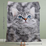 Cat Blanket for Cat Lovers – Cute Black & White Cat Print Fleece Sherpa Throw for Girls & Women, 130 × 150 cm