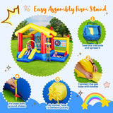 8‑in‑1 Inflatable Bounce House – Kids Play Center with Blower, Basketball Hoop, Ocean Balls, Ring Toss & Sticky Ball Game