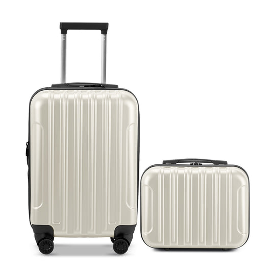 2-Piece Carry-On Luggage Set (20" & 14") - Expandable Hardshell Spinner with Personal Tote Bag
