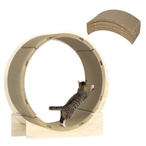 PawHut Cat Scratching Board – 4-Pack Reversible Cat Scratchers for Indoor Cats, Durable Replacement for Cat Wheel, Brown