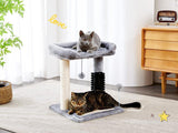Small 4-in-1 Cat Tree Tower – Self-Grooming Brush, Sisal Scratching Post, Soft Plush Bed & Hanging Ball for Kittens