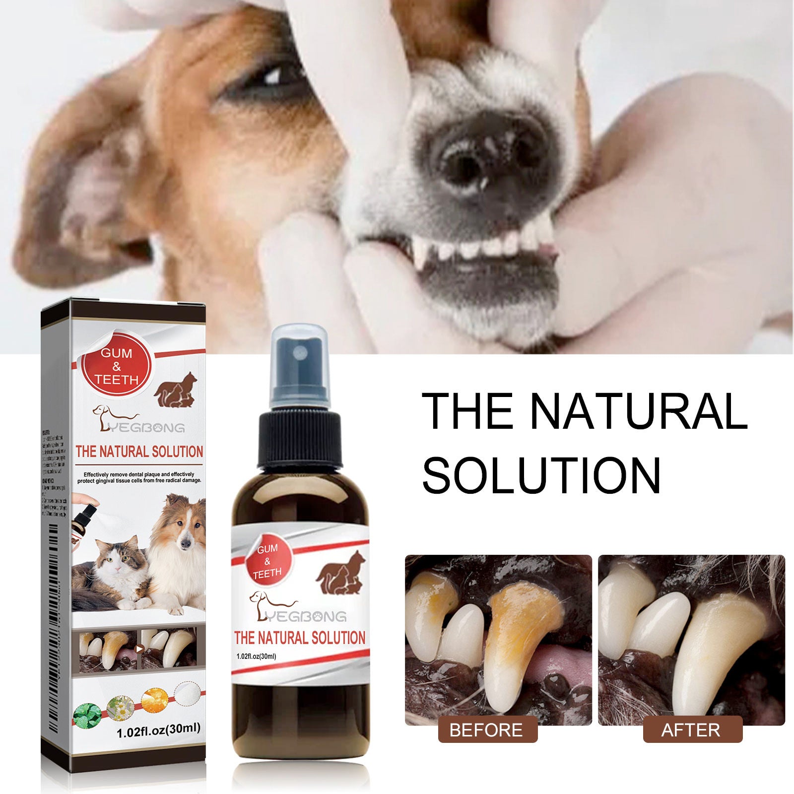 Pet Oral Cleaning Spray – Prevents Plaque & Tartar, Freshens Breath with Gentle Herbal Formula