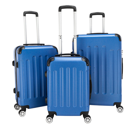 3-Piece ABS Hard Shell Luggage Set – Lightweight Spinner Suitcases with TSA Lock (20/24/28 Inches, Blue)