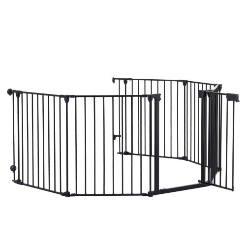 150″ Adjustable 6-Panel Metal Safety Gate – Foldable Freestanding Play Yard & Safety Fence