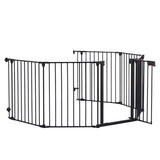 150″ Adjustable 6-Panel Metal Safety Gate – Foldable Freestanding Play Yard & Safety Fence