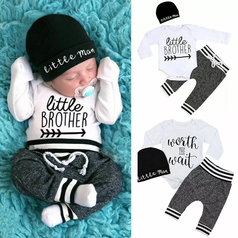 Newborn Baby Boy & Girl Outfit Set – Soft Cotton Romper Bodysuit with Pants | Infant Clothes 2PCS