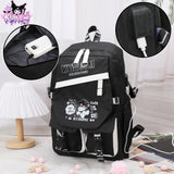 SANRIO Kuromi Anime Backpack with Pendant Charm – High-Quality Nylon Laptop Bag (Fits 15″) for School, Travel & Hiking 🎒