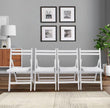 Furniture Slatted Wood Folding Special Event Chairs – Set of 4, Solid Wood, White Finish, Foldable & Versatile