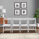 Furniture Slatted Wood Folding Special Event Chairs – Set of 4, Solid Wood, White Finish, Foldable & Versatile