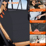 Dog Car Back Seat Cover – Waterproof 600D Oxford Cloth Protector with Zipper Mesh Window, Storage Bags & Side Flaps for Cars, Trucks & SUVs