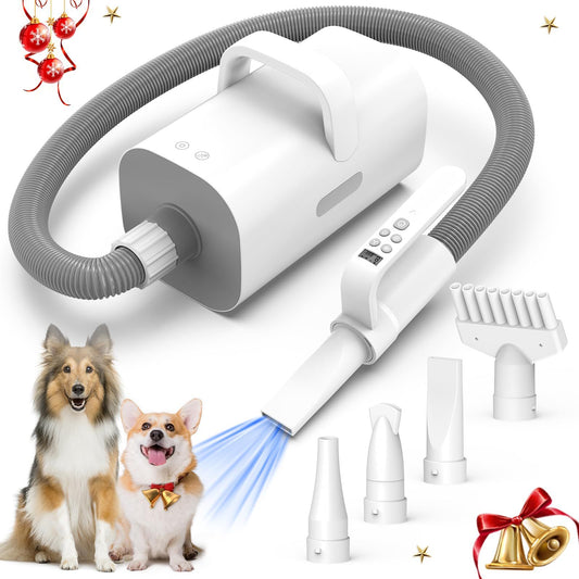 4-in-1 Smart Pet Hair Dryer – High-Speed 90m/s Negative Ion Grooming Dryer with Adjustable Wind Speed & Temperature for Dogs and Cats