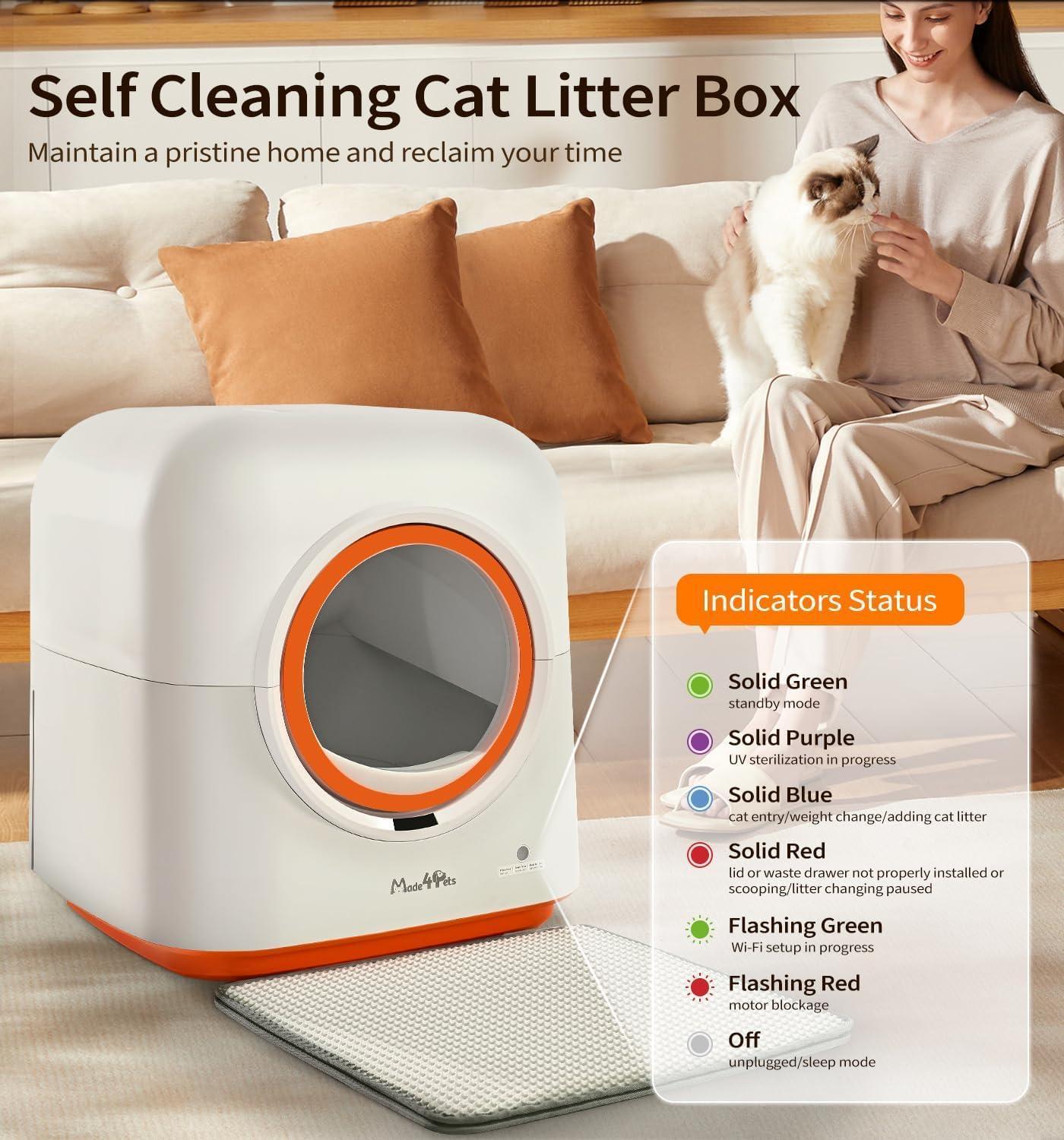 60L Automatic Cat Litter Box – Smart App Control, Infrared Sensor & Deodorizing System for Multiple Cats