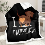 3D Printed Reversible Wiener Dog Fleece Blanket – Reversible Sherpa & Plush Throw, 50″ × 60″