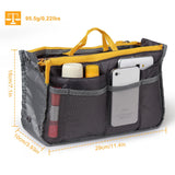 Women’s Travel Insert Handbag Organizer 👜 Multi-Pocket Makeup & Toiletry Purse Liner with Hand Strap